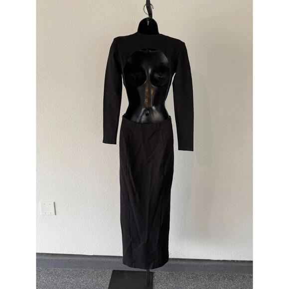 Nicholas Zaire Open Back Long Sleeve Jersey Maxi Dress w/ Slit - Sz 2 - Picture 3 of 15